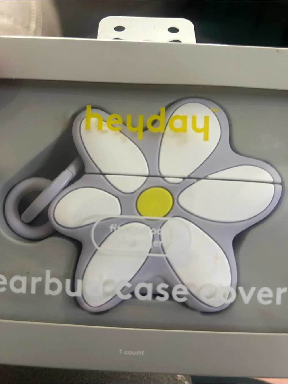 heyday Daisy Earbud Case Cover - White, Yellow & Gray
